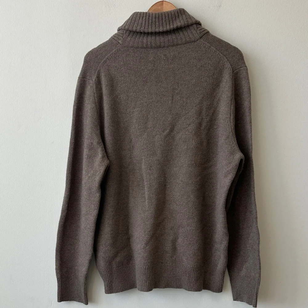 J. Crew 100% Lambswool Men's Shawl Collar Henley Sweater in Light Brown